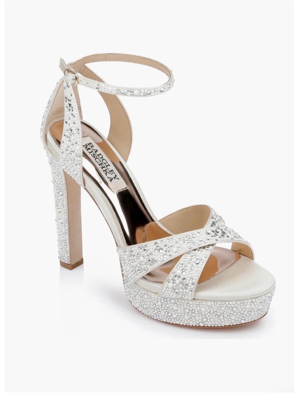 Badgley Mischka Collection Fizzy Heels Platform Ankle Strap Sandals Sz 9.5 NIB